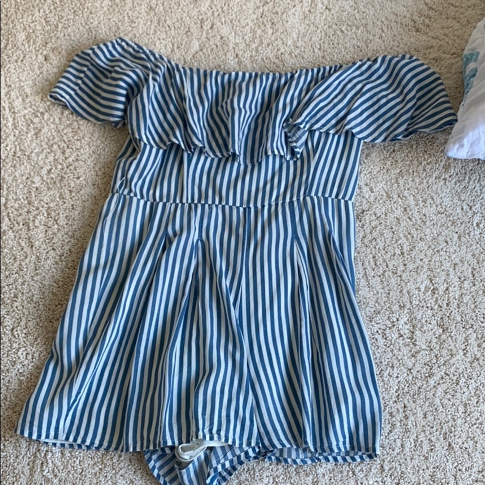 stripped off the shoulder romper